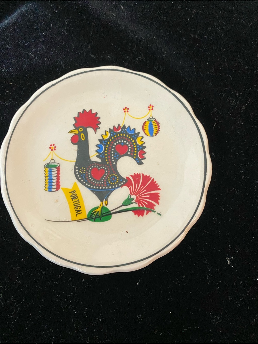 Vintage Portuguese Barcelos Rooster Trinket Dish Portugal Folk Art
